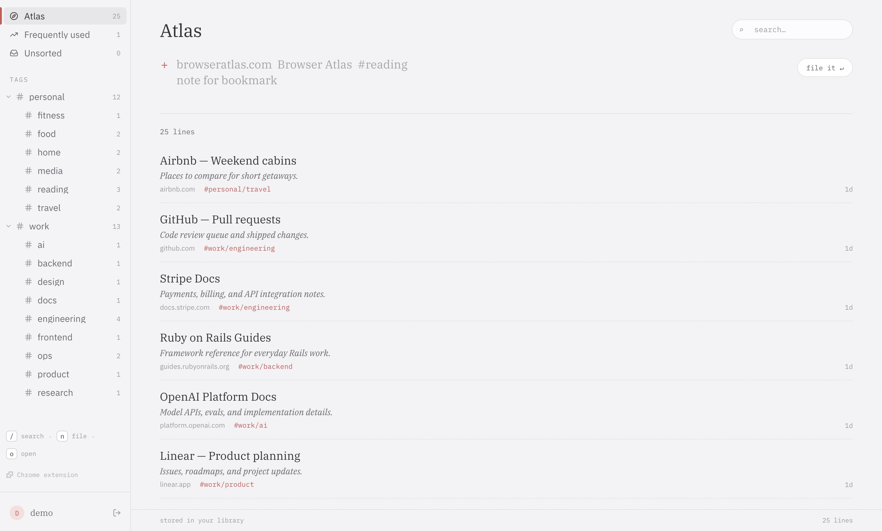Browser Atlas app screenshot